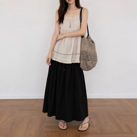 linen fringe gather camisole/2color　MA2103