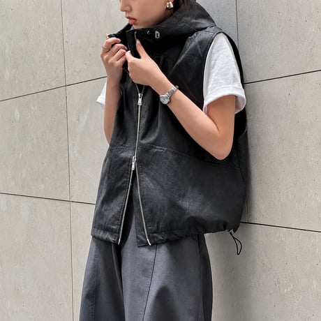 hooded zip up vest　MA2226