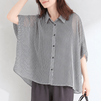 open collar oversized short sleeve shirt/2color　MA2093
