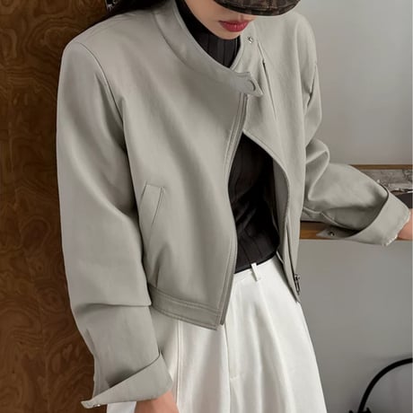 stand collar pu leather short jacket　MA2223
