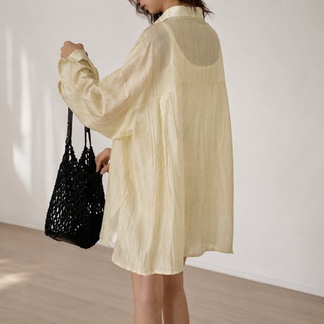 sheer stripe over shirt jacket/2color　MA2028