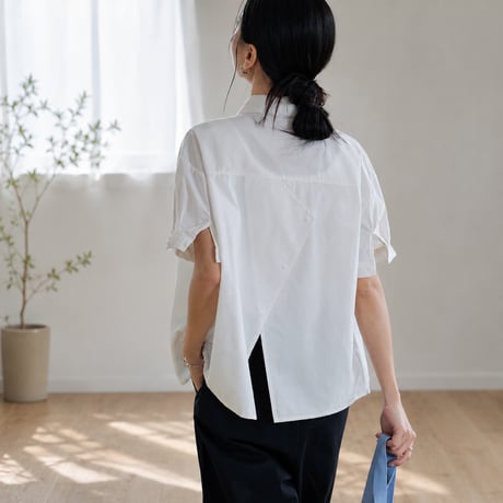 back slit short sleeve shirt/2color　MA2032