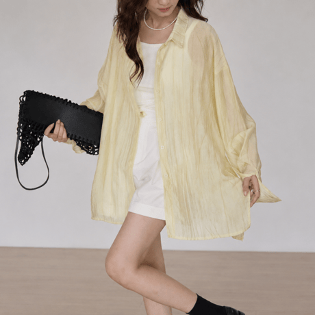 sheer stripe over shirt jacket/2color　MA2028