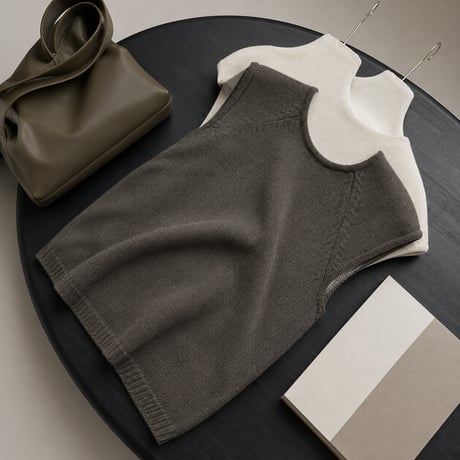 roll edge sleeveless wool blend knit　MA2215