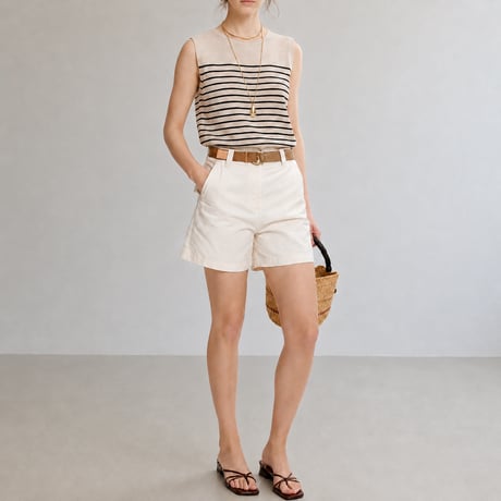 french stripe crew neck knit vest　MA2080