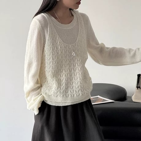 openwork knit ensemble /4color　MA2293
