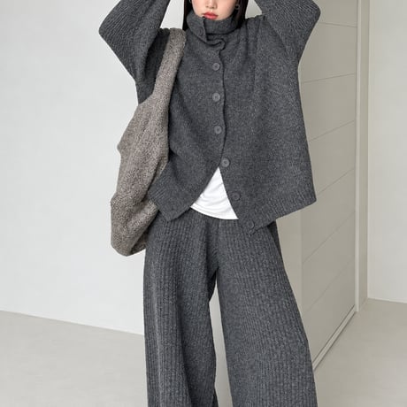 high neck knit cardigan and pants set /2color　MA2292