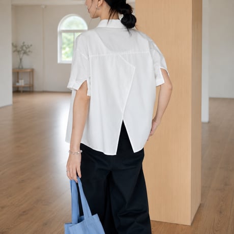 back slit short sleeve shirt/2color　MA2032