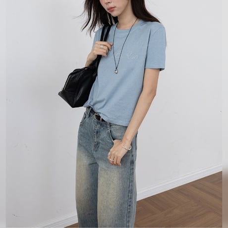 vintage wash cropped wide denim pants/2color　MA2081
