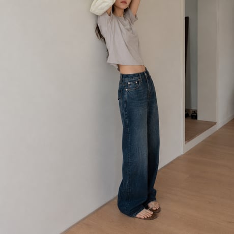 wash wide straight denim pants　MA2082