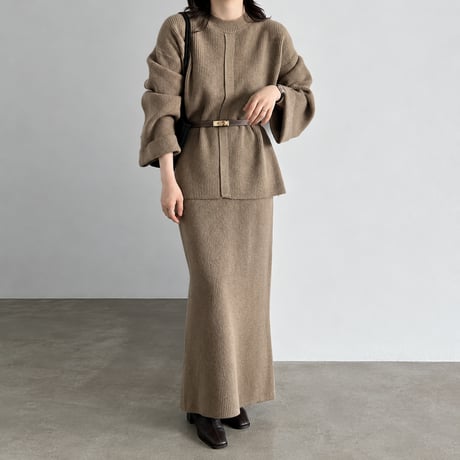 button cuff knit top and skirt set /3color　MA2283