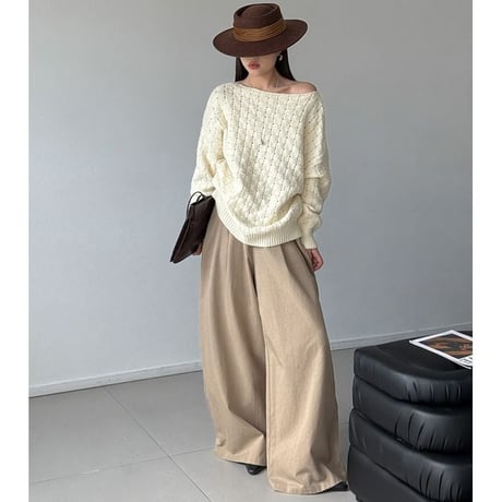 boat neck cable knit pullover　MA2264