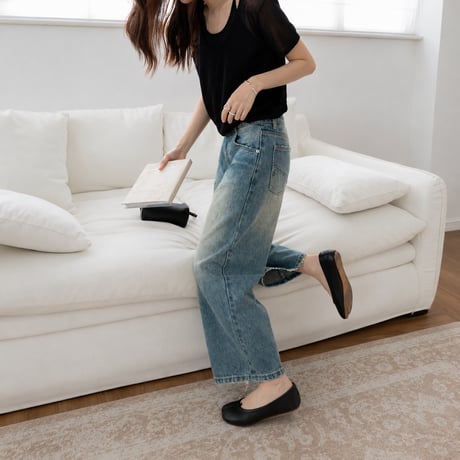 vintage wash cropped wide denim pants/2color　MA2081