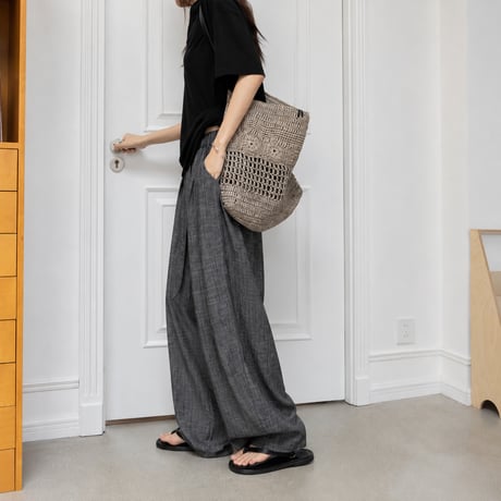 tencel linen blend slub wide easy pants /2color　MA2101