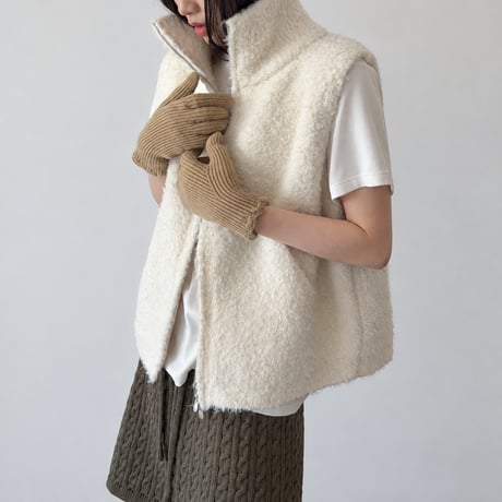 stand collar zip up vest /2color　MA2285