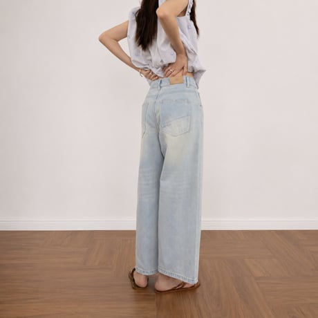 vintage wash cropped wide denim pants/2color　MA2081