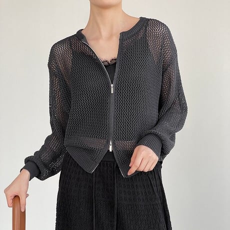 mesh knit zip cardigan　MA2192