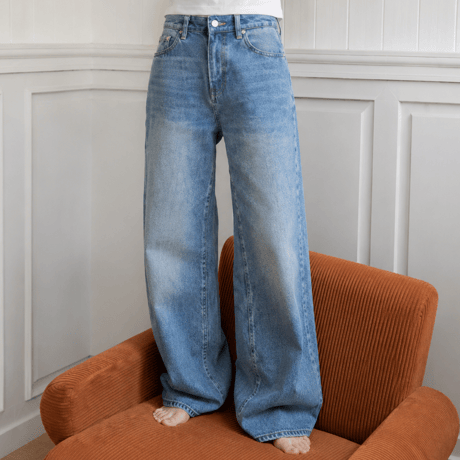 wash wide straight denim pants　MA2082
