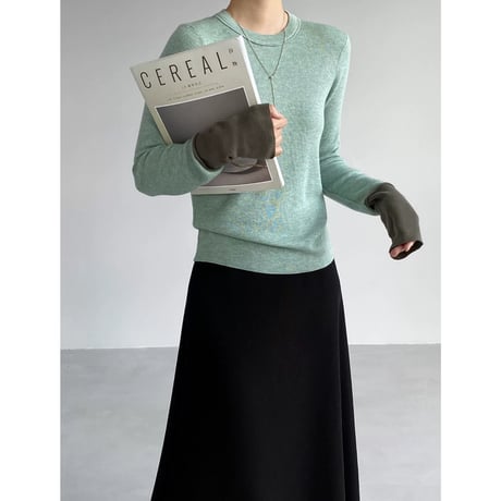 bicolor cuff crew neck knit　MA2273