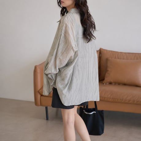 sheer stripe over shirt jacket/2color　MA2028