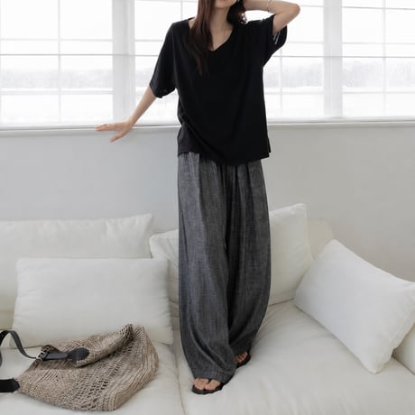 tencel linen blend slub wide easy pants /2color　MA2101