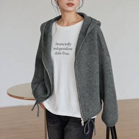 hooded zip knit cardigan　MA2147