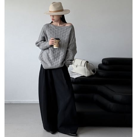 boat neck cable knit pullover　MA2264