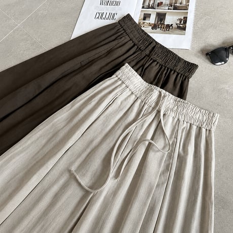linen gathered cropped pants /2color　MA2077