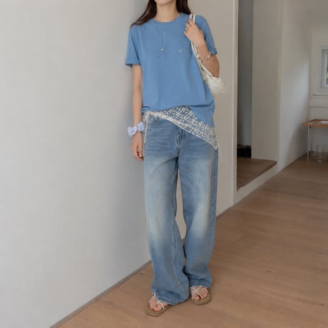 wash wide straight denim pants　MA2082