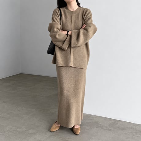 button cuff knit top and skirt set /3color　MA2283