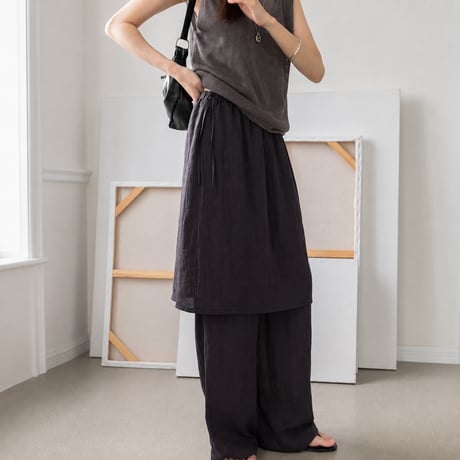 layered wrap straight pants/3color　MA2097