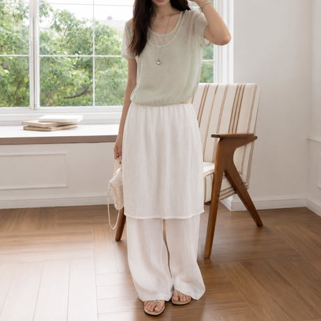 layered wrap straight pants/3color　MA2097