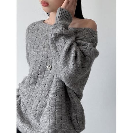 boat neck cable knit pullover　MA2264