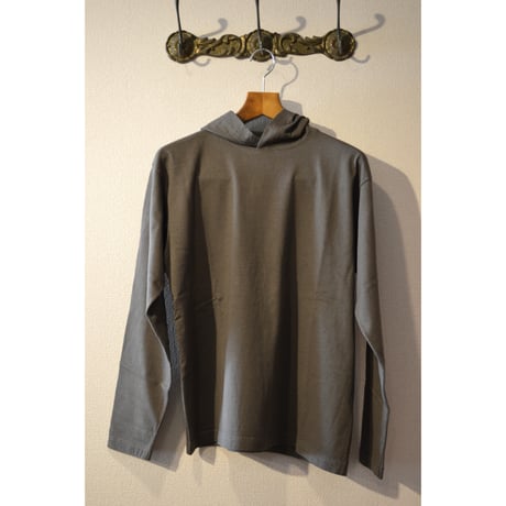 Filemelange/REMMER/反毛天竺フード付きロンTee/スティールグレー