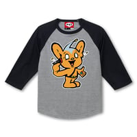 【頭ズドンくん】 ラグラン 3/4スリーブ　MIXGRAYｘBLACK TEE SHIRTS