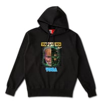 【ヨガサターン・顔】 ポケットレス BLACK HOODIE