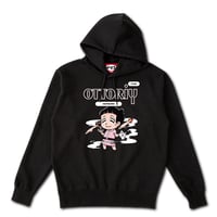 【おっとりヘップバーン90sグラフィック】 ポケットレス BLACK HOODIE