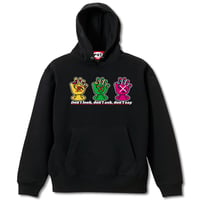 【マドハンド（見ちゃダメ、聞いちゃダメ、言っちゃダメ）】 BLACK HOODIE