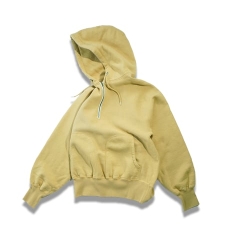 tone"FLATLOCK SEAM FLEECE HALF ZIP HOODIE"［MUSTARD］