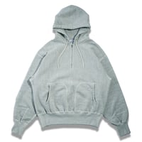 tone"FLATLOCK SEAM FLEECE HALF ZIP HOODIE"［ASH GREY］