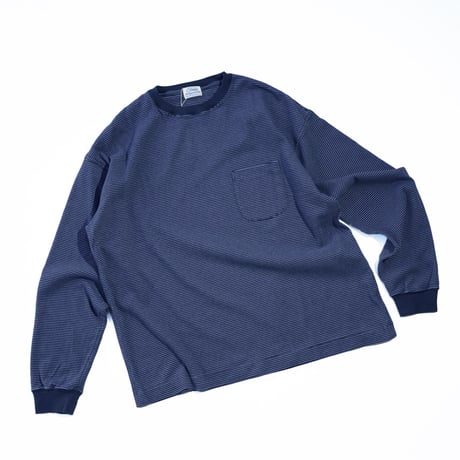 tone"BRUSHED RIB KNIT STRIPED L/S TEE"［NAVY］