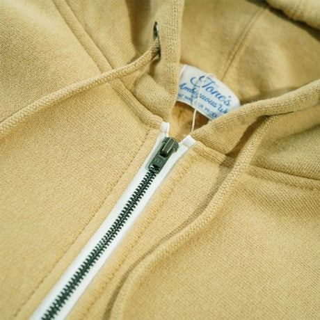 tone"FLATLOCK SEAM FLEECE HALF ZIP HOODIE"［MUSTARD］