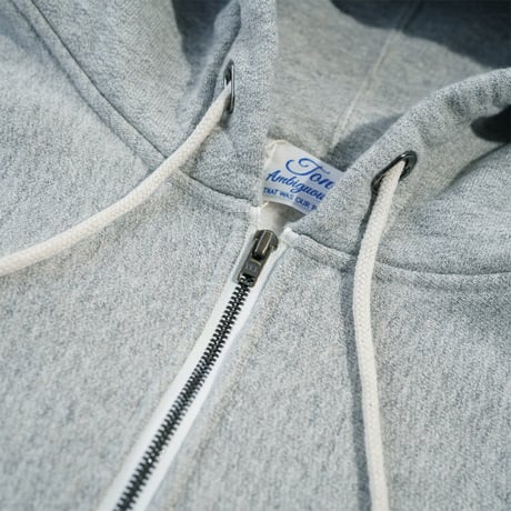 tone"FLATLOCK SEAM FLEECE HALF ZIP HOODIE"［ASH GREY］