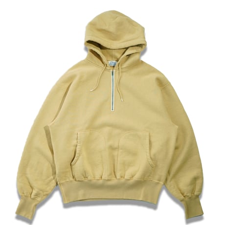 tone"FLATLOCK SEAM FLEECE HALF ZIP HOODIE"［MUSTARD］