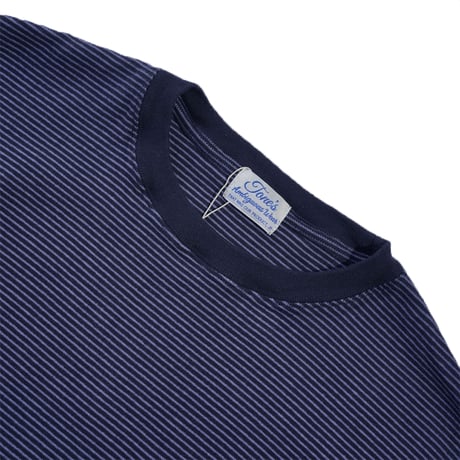 tone"BRUSHED RIB KNIT STRIPED L/S TEE"［NAVY］