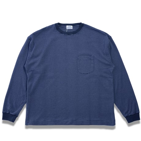 tone"BRUSHED RIB KNIT STRIPED L/S TEE"［NAVY］