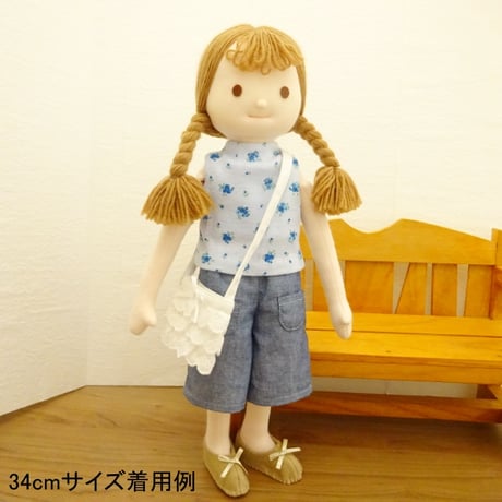 ノースリーブ ハイネック カットソー ブルー 花柄