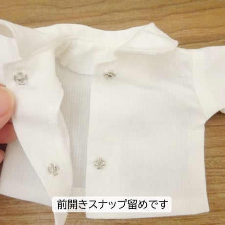 白の丸衿ブラウス 長袖 ベルベットリボン付き