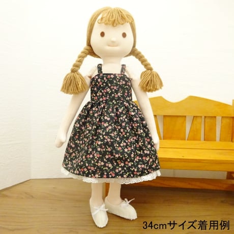 キャミソール ワンピース ペチコート 黒 小花模様