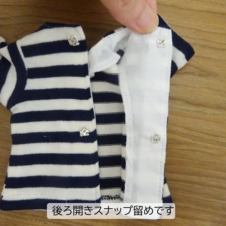 人形用 半袖 Tシャツ 紺×白 ボーダー カットソー
